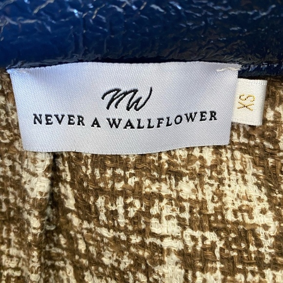 Never A Wallflower Navy Coated Skirt Size XS Front Pocket originally $245 - Picture 11 of 14
